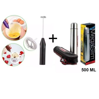 Combo Pack Of Vacuum Flask/Thermos Bottle 500ml And Battery Operated Milk / Coffee / Egg Frother Mixer