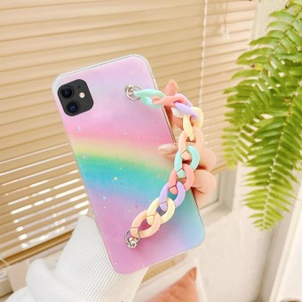 iPhone 11 Rainbow Bracelet Mobile Cover & Case ins Popular Chain Back Cover for iPhone 11