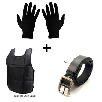 Combo Pack Black Belt , Inside Fur Chest Guard And Ninja Mask 