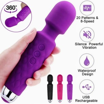 Micro Wand Massager AV Vibrator - Smallest and Strongest Cordless Handheld Massage - 20 Modes Powerful Vibrating Power