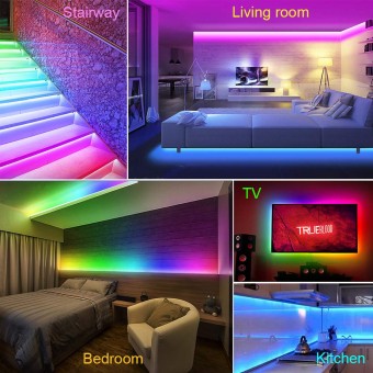 5 Meter 2835 Big Size SMD LED Premium RGB Led Strip | Premium RGB Led Strip with Free Adapter | Connector for Tihar | Birthday | Wedding | Home Decoration | False Fall Ceiling | Gaming Steeb Light | Laptop | Multicolor Options with Remote Steep Light