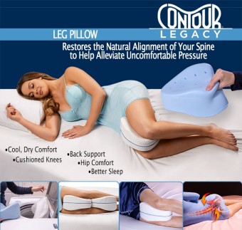 Legacy Leg Pillow For Back | Hip | Legs | Knee Support | Sciatic Nerve Pain Relief | Leg Pain | Pregnancy | Hip And Joint Pain Memory | Resilience Knee Pillow For Side Sleepers | Back Foam Wedge | White