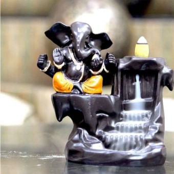Smoke Ganesha Fountain Backflow Incense Burner | Decorative Showpiece -12 cm