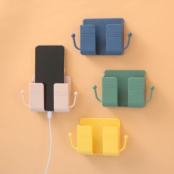 Mobile Charging Stand Plug Storage Box on the Wall with a Phone Stand