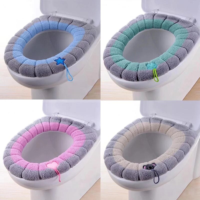 Washable Soft Comfy Fabric Warmer Toilet Seat Cover