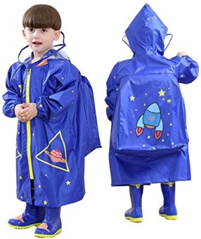 Free Size Multi Color Rain Coats For School Kids With Backpack Protection Pouch ( Color Mix)