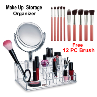 Combo Of Makeup Organizer And Makeup Brush Set