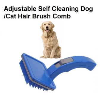 Adjustable Self Cleaning Pet Hair Removing Brush With Handle Dog & Cat Brush Pet Grooming Tools