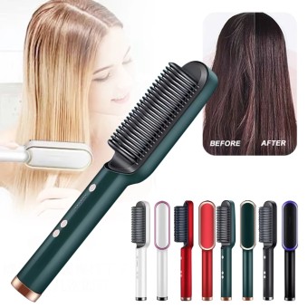 Negative ion Electric Hair Straightener Curler Lazy Comb Flat Artifact Brush