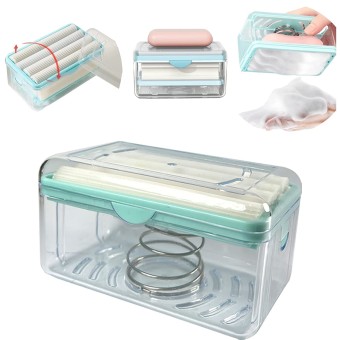 Portable Soap Bar Box Dispenser with Rubber Roller for Laundry 