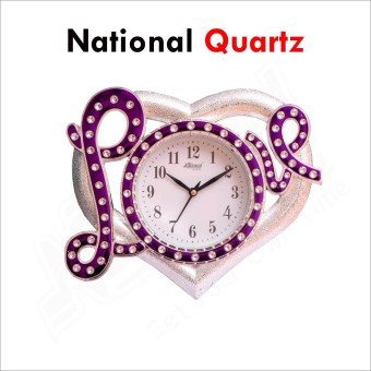 National Quartz Love Design Plastic Wall Hanging Clock Multicolor