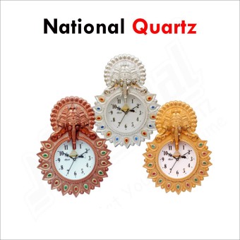 National Quartz Wall Clock with a Unique Design Unique Stones Clock Depicting Lord Ganesha