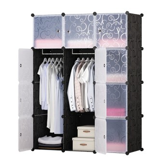 New Shoe And Cloth Rack Storage Cabinet Wardrobe With Hanger 12Door Cube Drawer