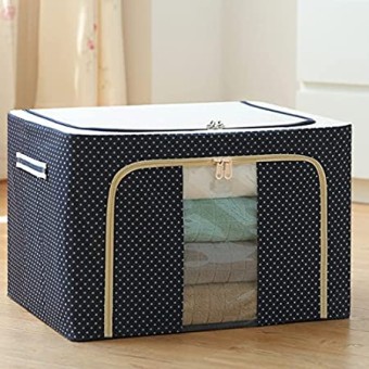 Folding Storage Box Steel Frame Clothing Organizer Box Bag Zipper Lid