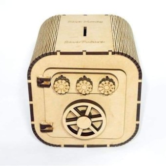 Wooden Coin Money Piggy Bank 