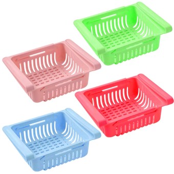 Adjustable Fridge Basket Pull-out Drawers Fresh Spacer Rack Pack of 4