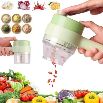 4-in-1 Handheld Electric Vegetable Cutter Set with Wireless Handy Chopper