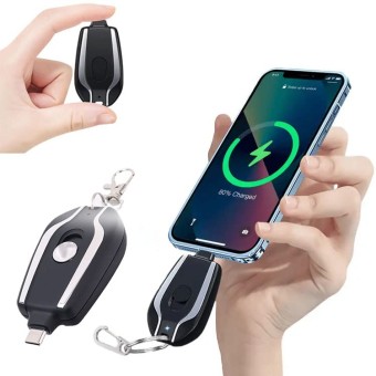 Portable Keychain Power Bank Fast Charging for type c, iPhone 1500mAh