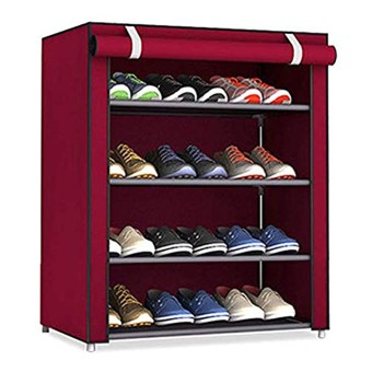 Multi-Use 4 Layers Shoe Storage Organizer Portable Folding Shoes Rack