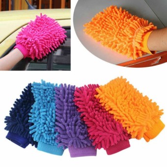 2 Pairs of 2-Sided Microfiber Car Washing Gloves