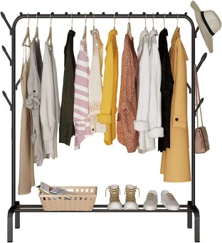 Iron Coat Rack/Clothes Hanger Single Rod Stand with Tyre