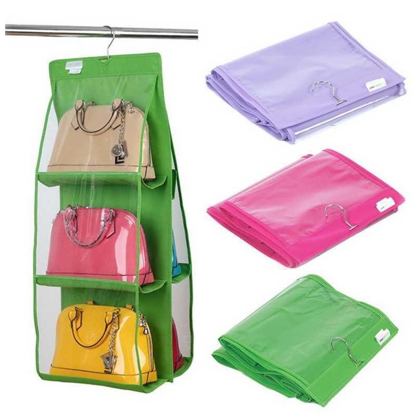 6-Pocket Hanging Handbag Organizer - Space-Saving Bag Storage Holder for  Wardrobe Closets TIKA 