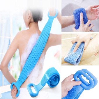 Silicone Dual-Sided Back Scrubber Brush And Massager Scrub Towel Waterproof Wash
