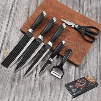 6 Knife Set Stainless Steel with Strong Non-Stick Coating