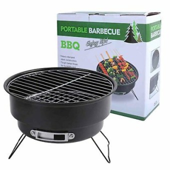 Round Portable Charcoal BBQ for Indoor Outdoor Table Camping Garden Grill