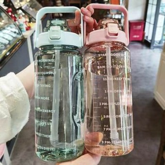 2-in-1 Motivational Water Bottle Set with Drinking Schedule and Straw