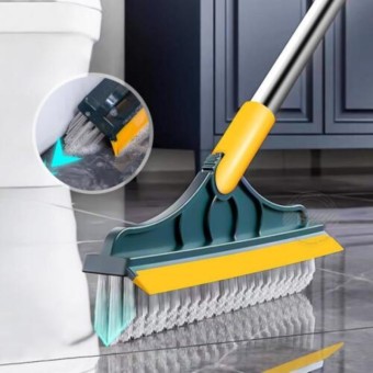 2 in 1 Tile Cleaning Brush with Scraper, Long Handle Floor Cleaner 