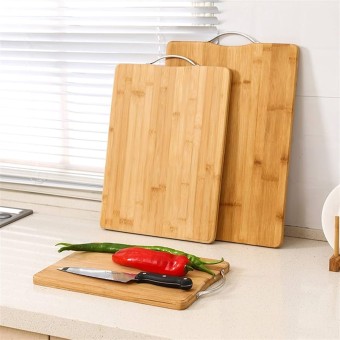 Premium Bamboo Chopping Board with Stainless Steel Handle