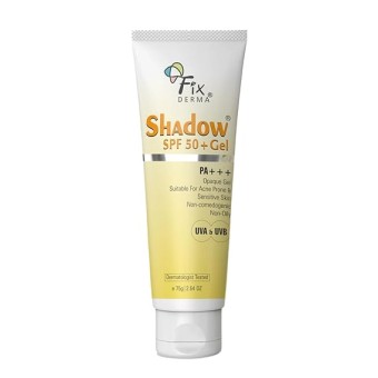 Fixderma Shadow SPF 50+ Gel, Titanium Dioxide & Zinc Oxide Sunscreen | Sunscreen for Face | SPF 50 Sunscreen & Broad Spectrum Sunscreen UVA and UVB Protection | Water Resistant Sunscreen 75g