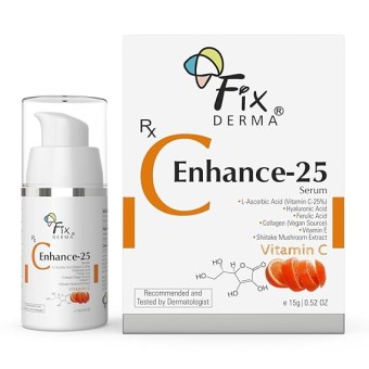 Fixderma 25% Vitamin C Serum for Face, C" Enhance for Glowing Skin, Anti Aging Face Serum for Unisex Reduces Fine Lines, Wrinkles & Age Spots, Skin Brightening & Lightening for Face, 15ml
