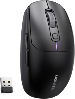 UGREEN Wireless Mouse Rechargeable Bluetooth 2.4G Gaming Mouse Ergonomic Computer Mouse with 5000 DPI, RGB, 6 Programmable Buttons, Lightweight