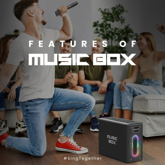 HiFuture MusicBox | TWS Function Karaoke And Bluetooth Speaker | 100W Output | Dual Mic | Built-In-Battery & Powerbank | RGB Lighting | Portable Design