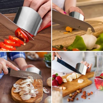 Stainless steel metal finger protector | Finger Guard For Cutting Kitchen Tool Finger Guard Stainless Steel Finger Protector Avoid Hurting When Slicing and Dicing Kitchen Safe Chop Cut Tool 