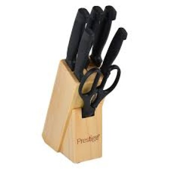 Prestige Kitchen Knife Block BLACK & YELLOW Set Of 7 Pieces PR50919